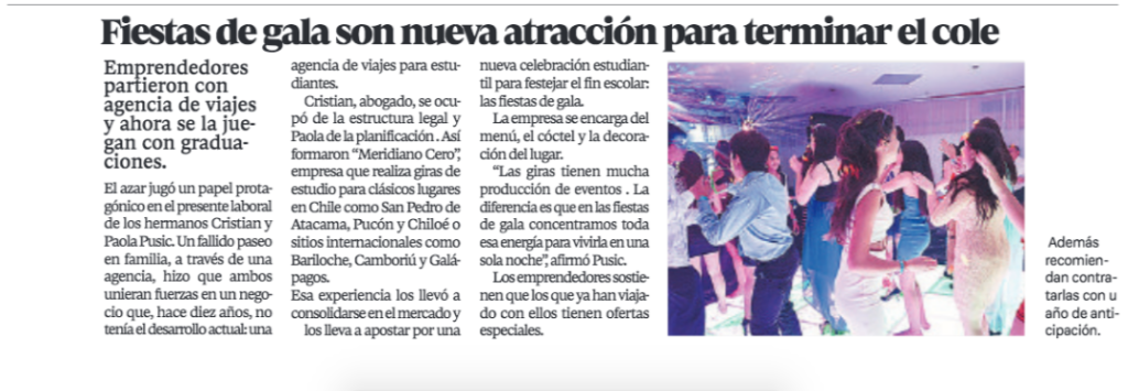 Meridiano Cero «Fiestas de gala son nueva atracción para terminar el cole»